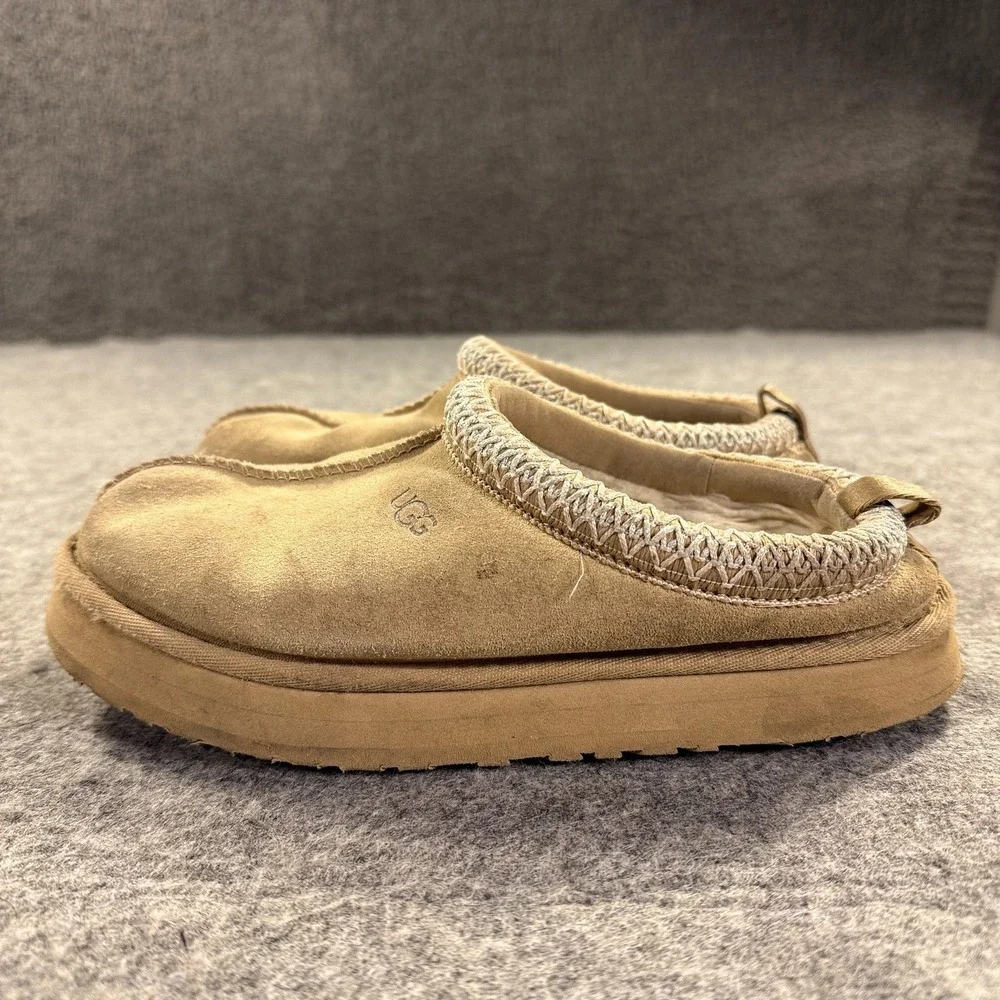 UGG Tasman Slippers Youth 4‎ Brown Suede Shearling Lined Slip On Indoor Clogs